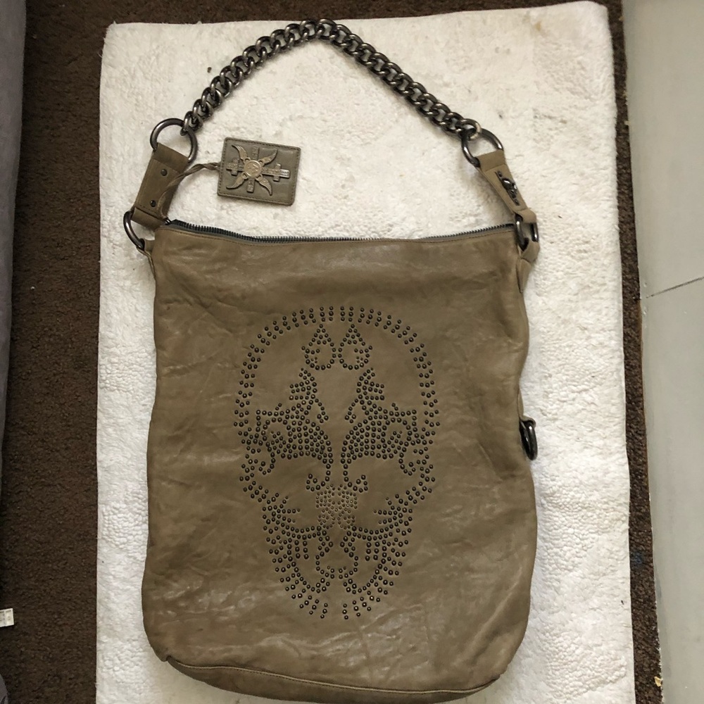 thomas wylde tan brown skeleton/skull bag